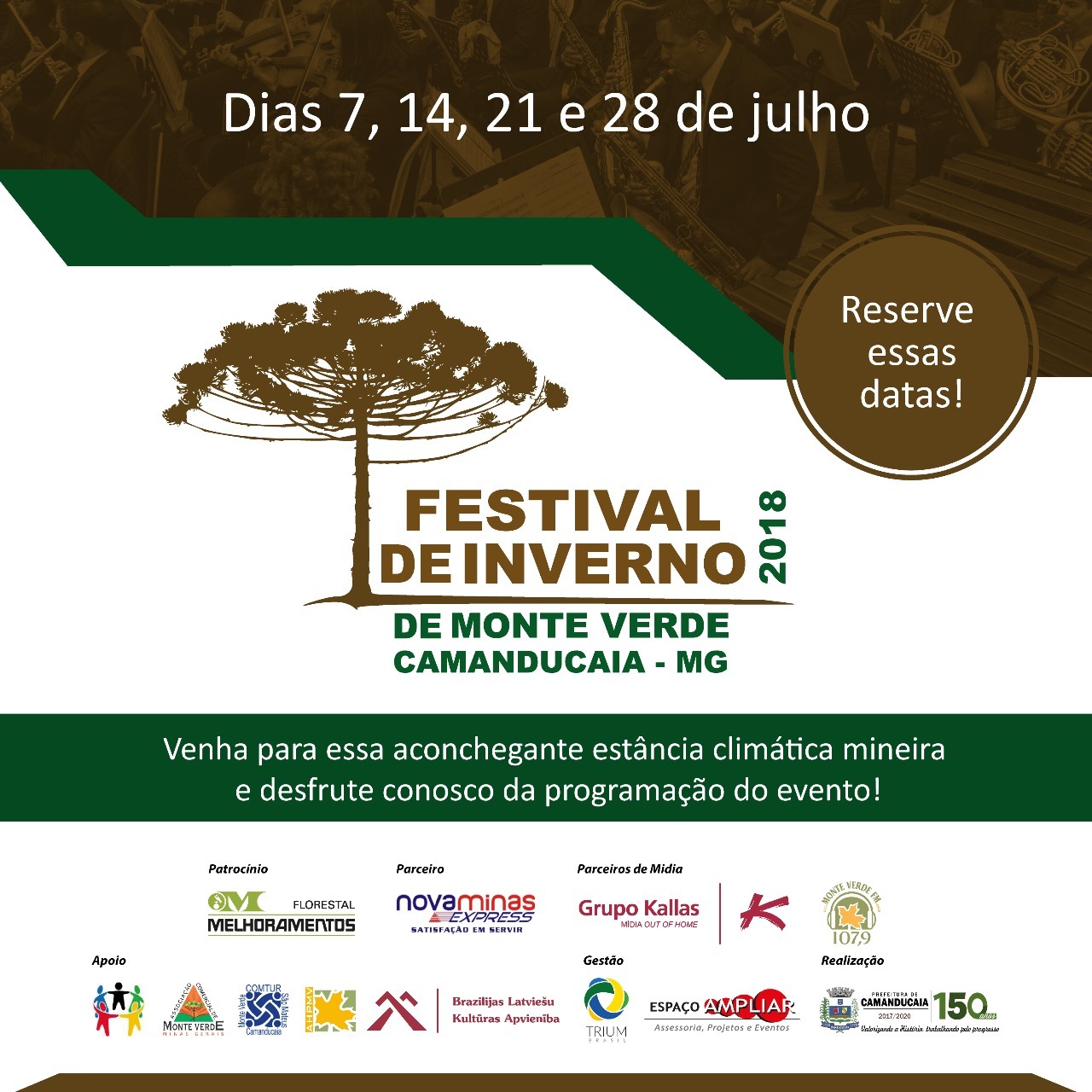 Faça sua reserva com a gente e não perca o Festival de Inverno de Monte Verde 2018!