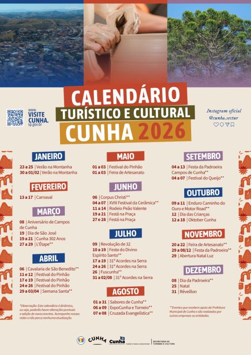 Cunha 2026: Um calendário que transforma a serra em palco de cultura e tradição